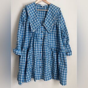 GANNI Seersucker Dress Organic Cotton Size 40 or Large